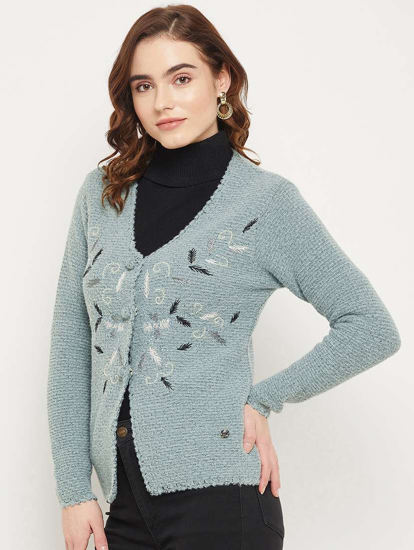 self design acrylic polyamide cardigan - 19164507 -  Standard Image - 2