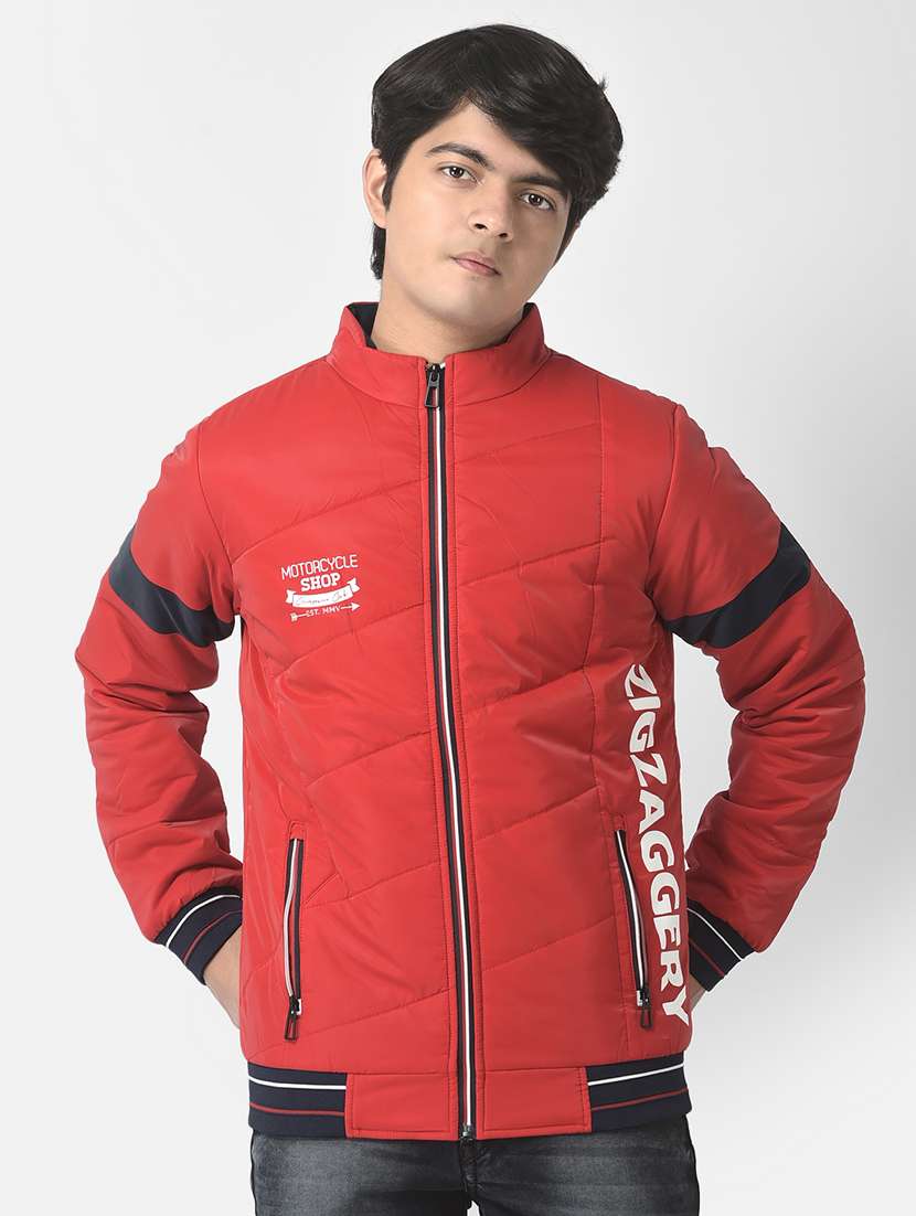 red coloured regular jacket