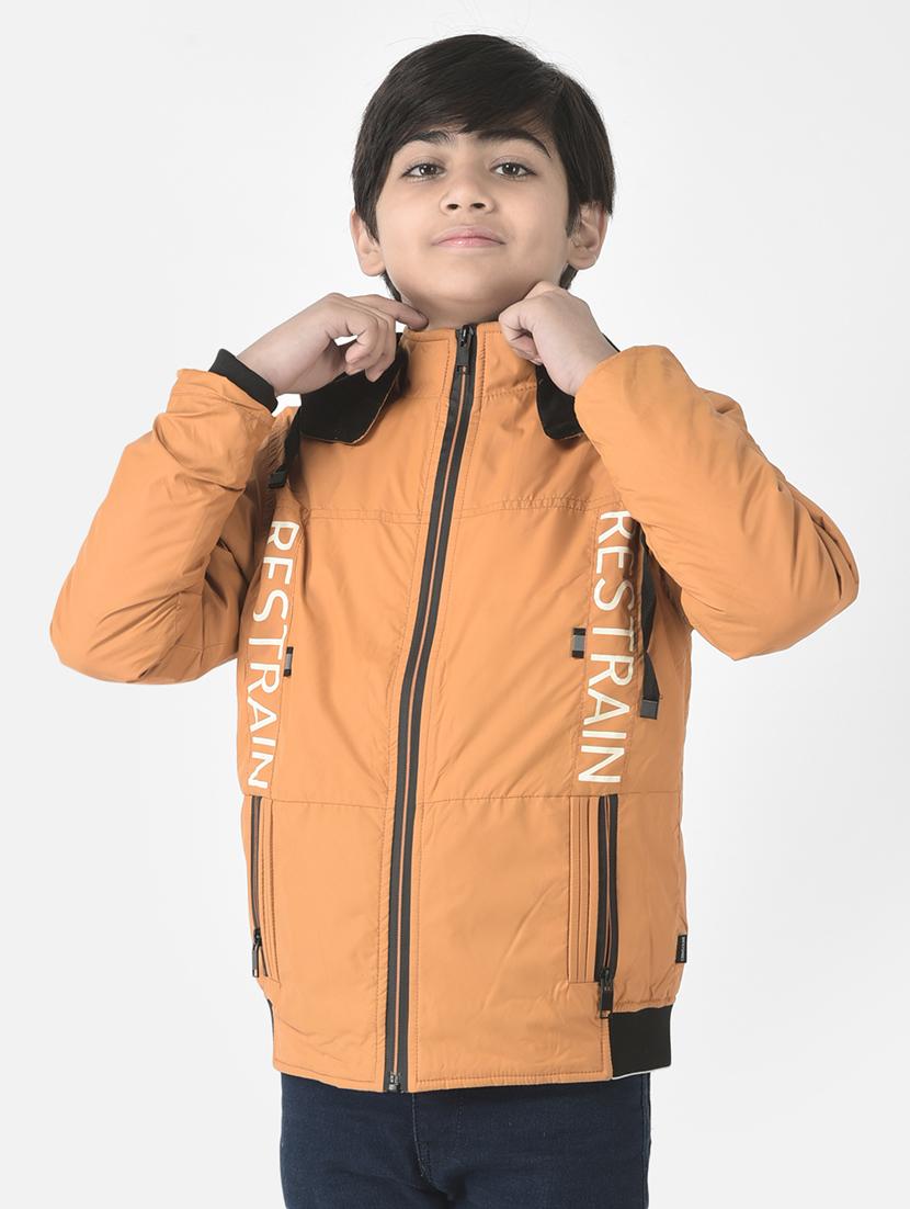 boys orange solid long sleeve bomber jacket