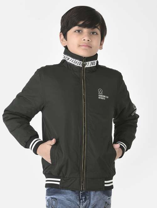green coloured solid bomber jacket