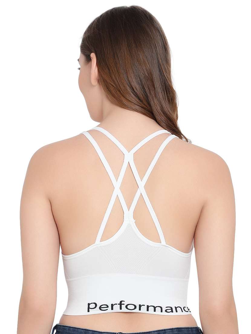 white cotton blend sports bra - 19166282 - Standard Image - 2