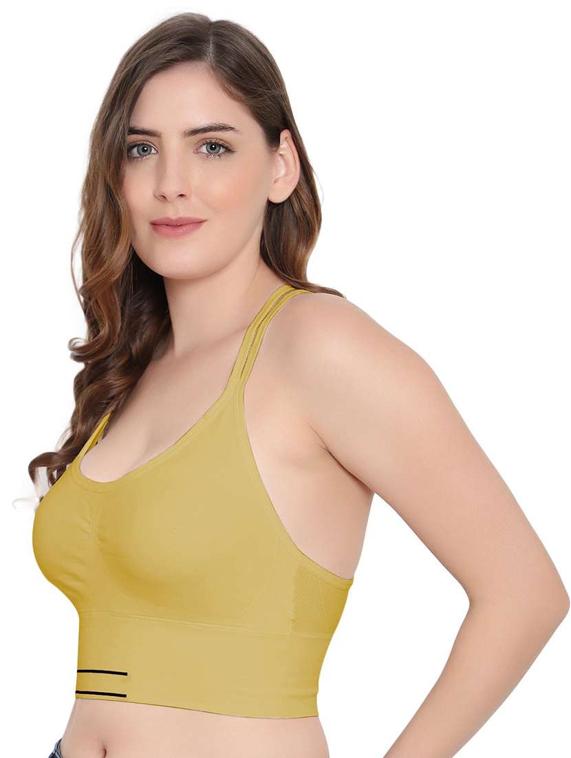 yellow cotton blend sports bra - 19166283 - Standard Image - 2