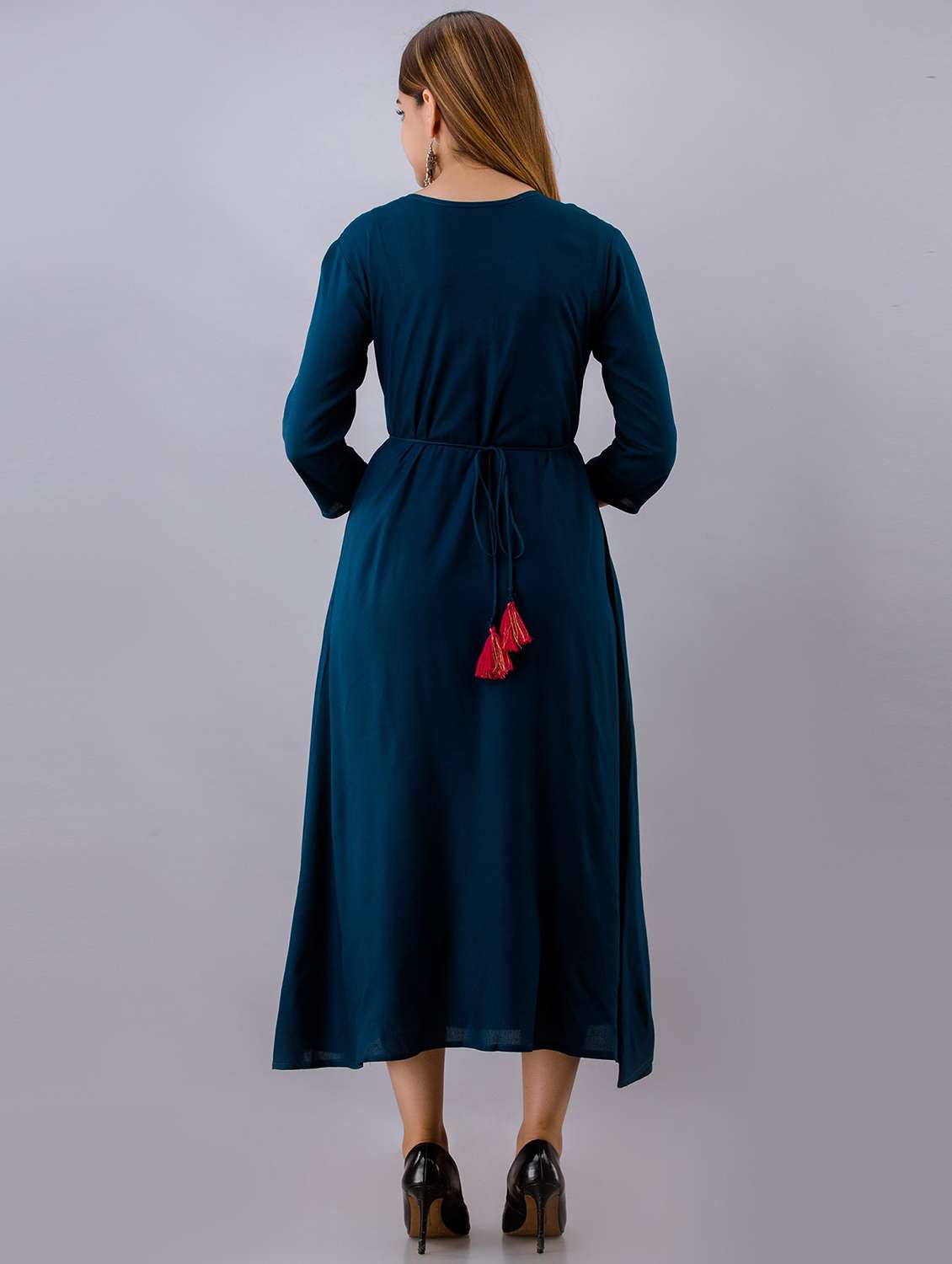 embroidered flared ethnic dress - 19166771 - Standard Image - 2