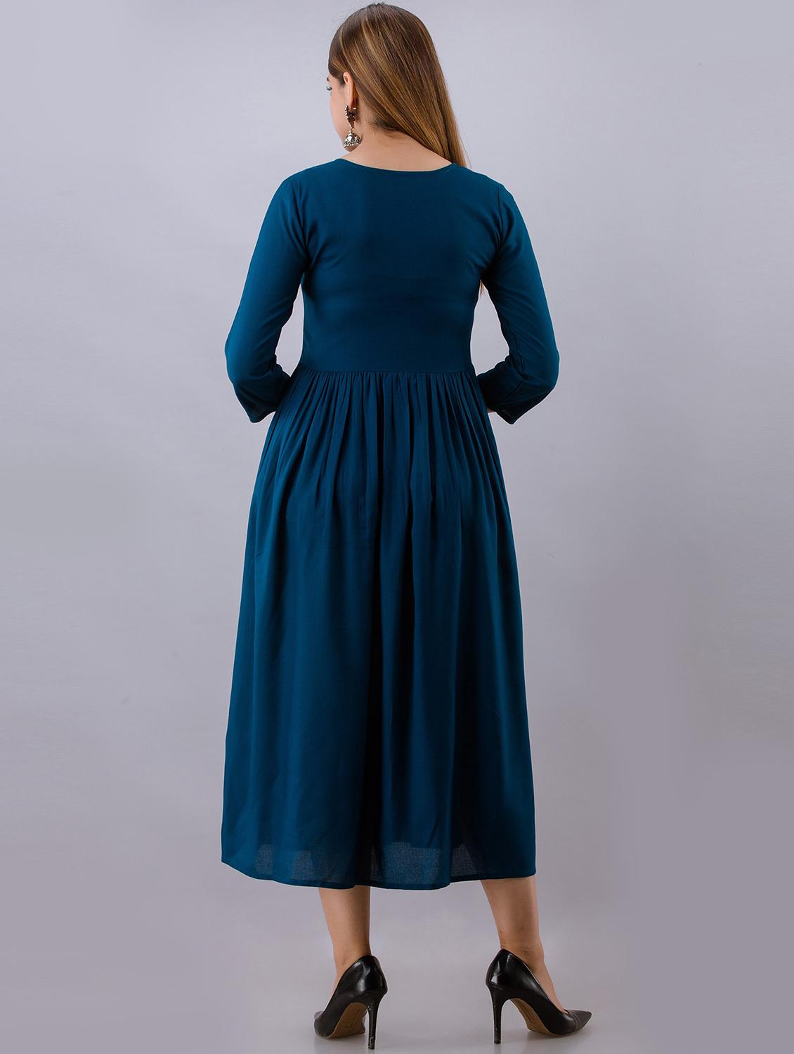 embroidered flared ethnic dress - 19166775 - Standard Image - 2