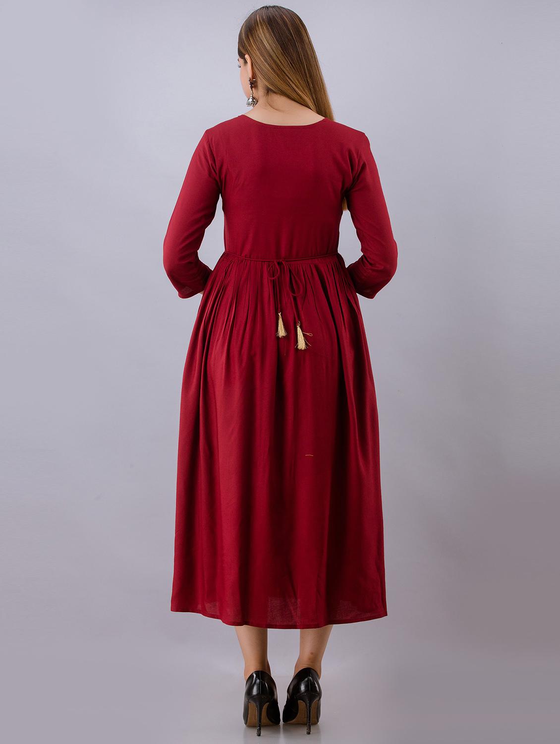 embroidered flared ethnic dress - 19166776 - Standard Image - 2