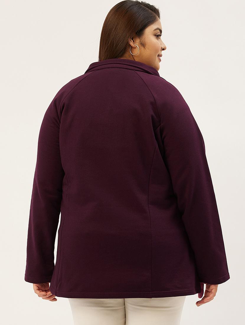 stand collar solid sweatshirt - 19166862 - Standard Image - 2