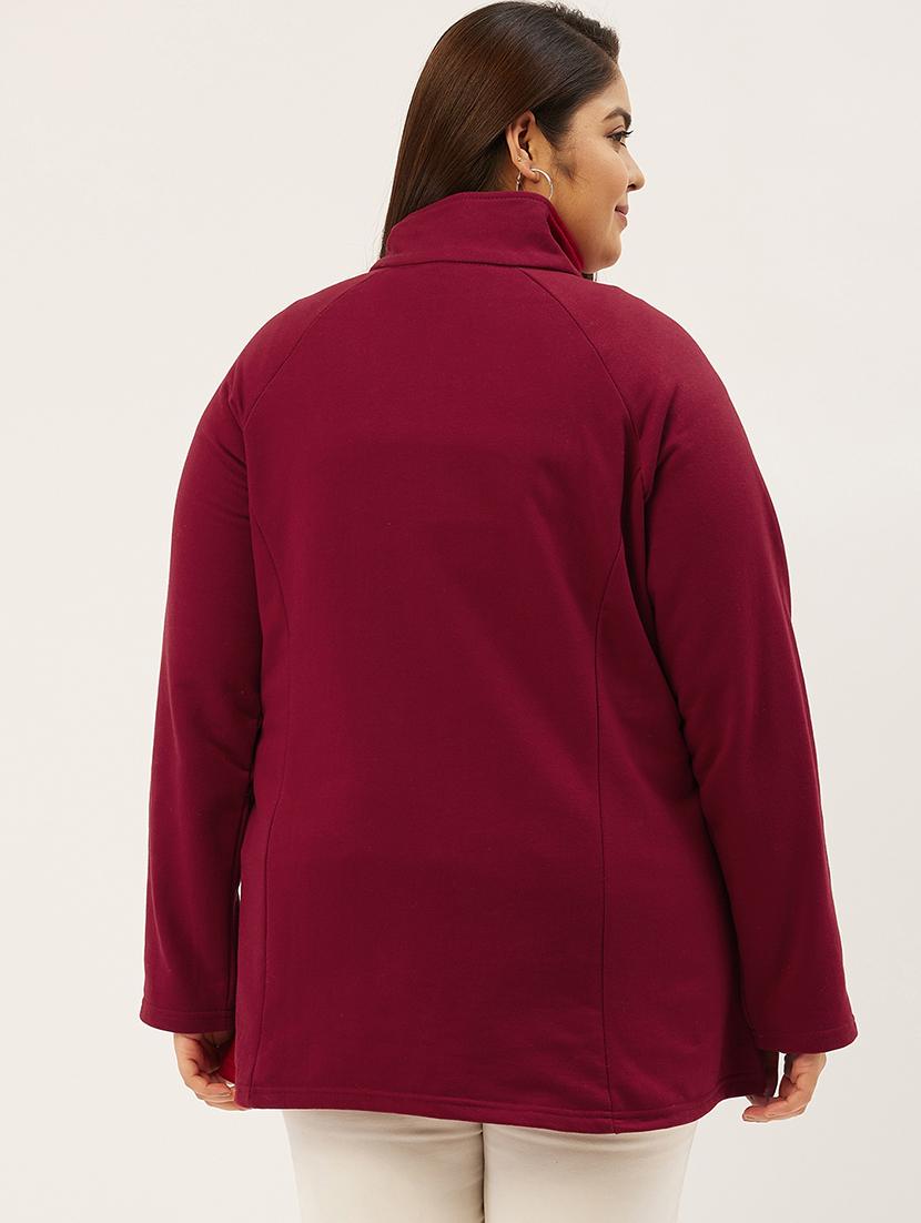 stand collar solid sweatshirt - 19166864 - Standard Image - 2