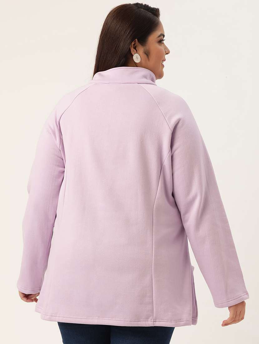 stand collar solid sweatshirt - 19166870 - Standard Image - 2