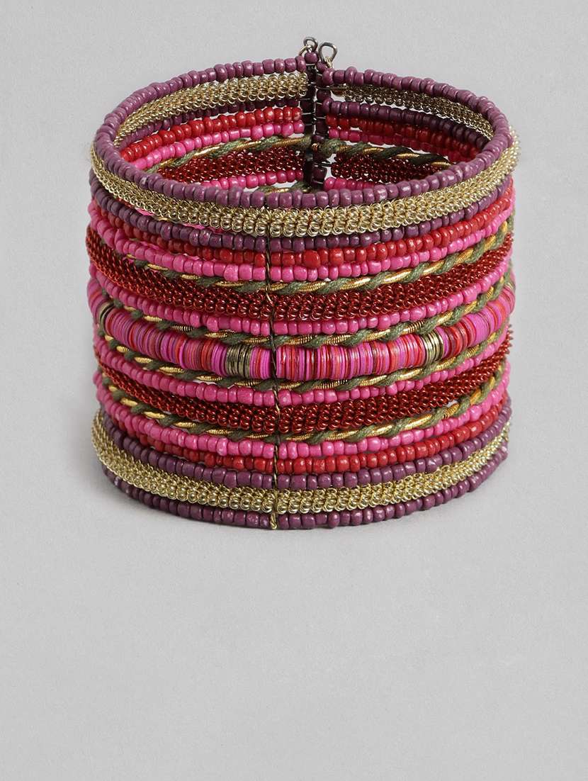 pink metal beaded bracelet