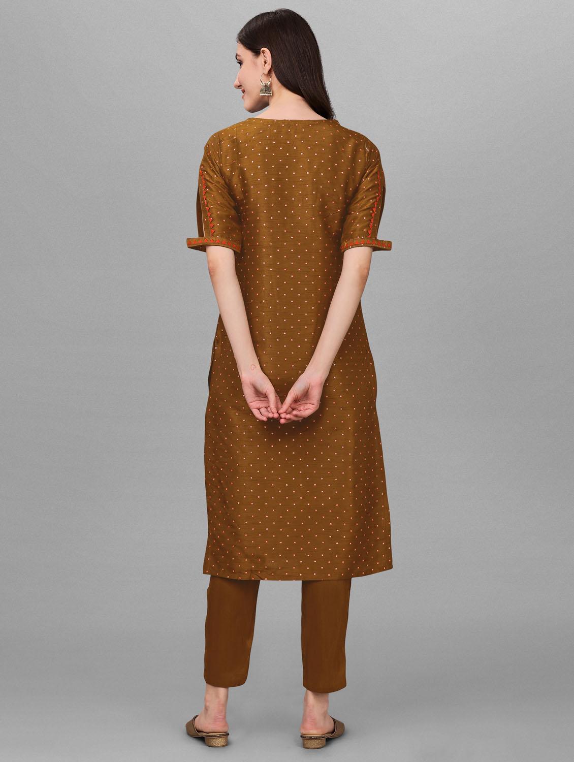 brown silk kurta pant set - 19166965 - Standard Image - 2