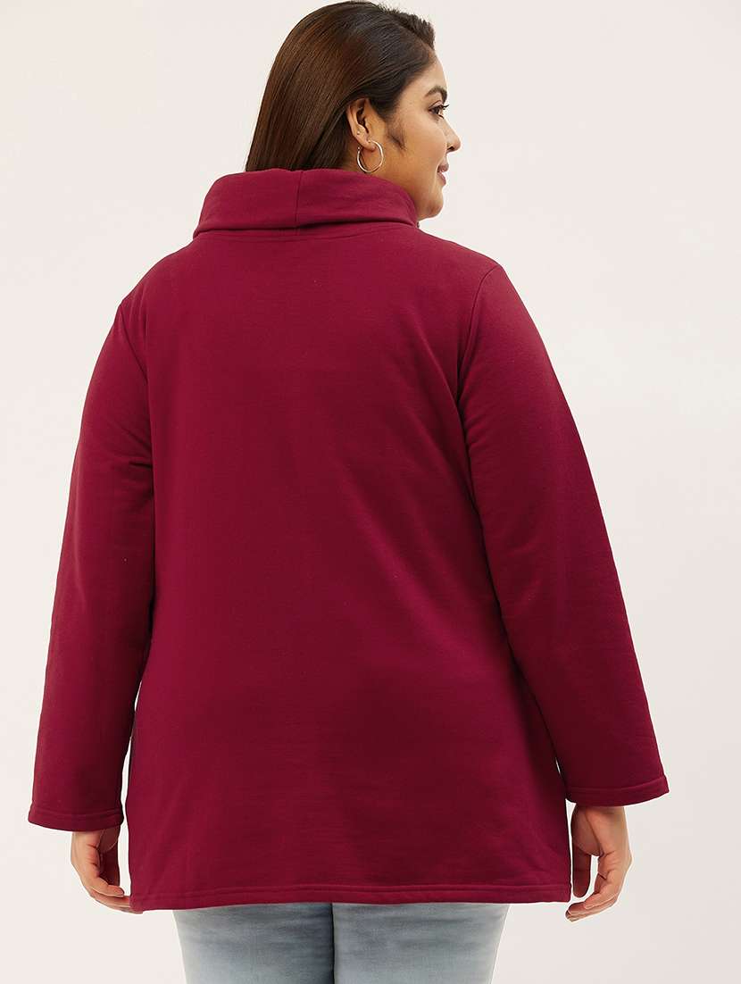 maroon cotton blend plus sweatshirt - 19167559 -  Standard Image - 2