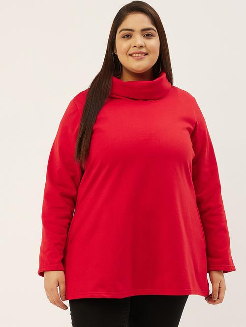 red cotton blend plus sweatshirt - 19167562 - Standard Image - 0
