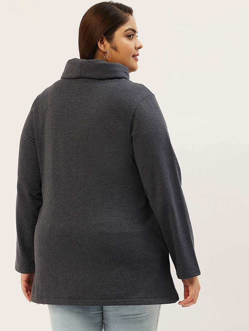 grey cotton blend plus sweatshirt - 19167563 - Standard Image - 2