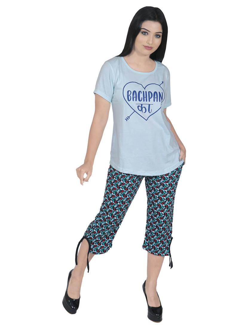 round neck printed nightwear set - 19167598 - Standard Image - 2