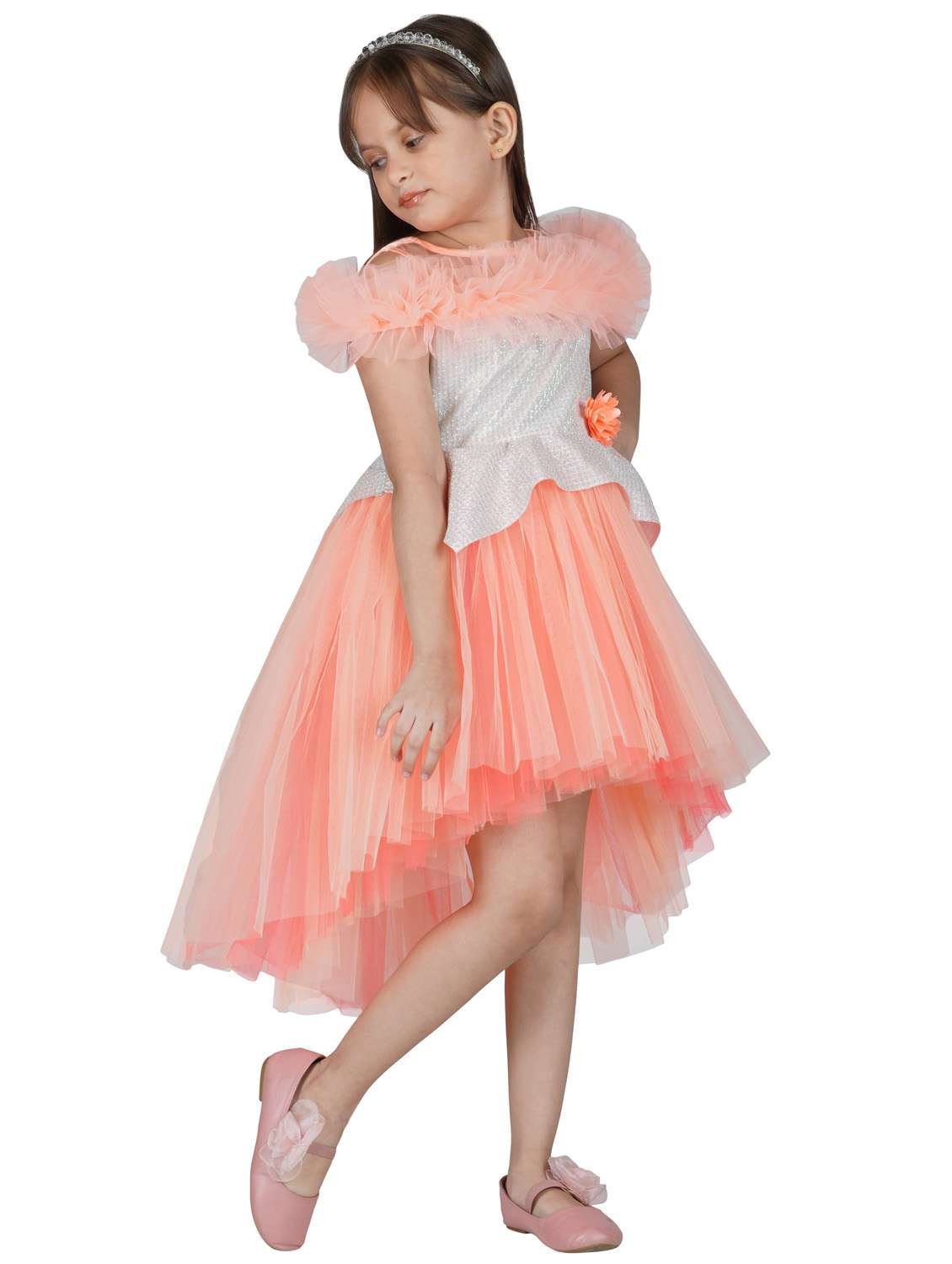 orange net frock - 19169175 - Standard Image - 2