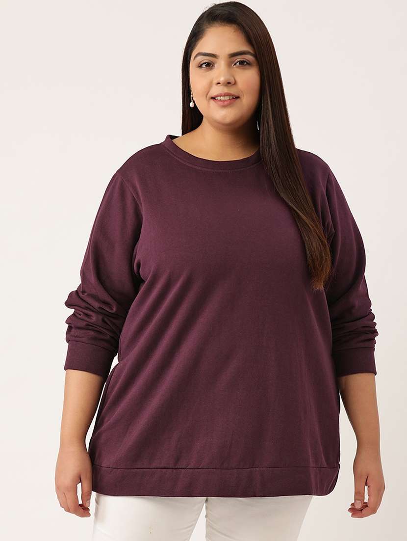 purple cotton blend plus sweatshirt