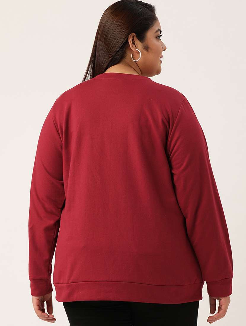 maroon cotton blend plus sweatshirt - 19169460 -  Standard Image - 2