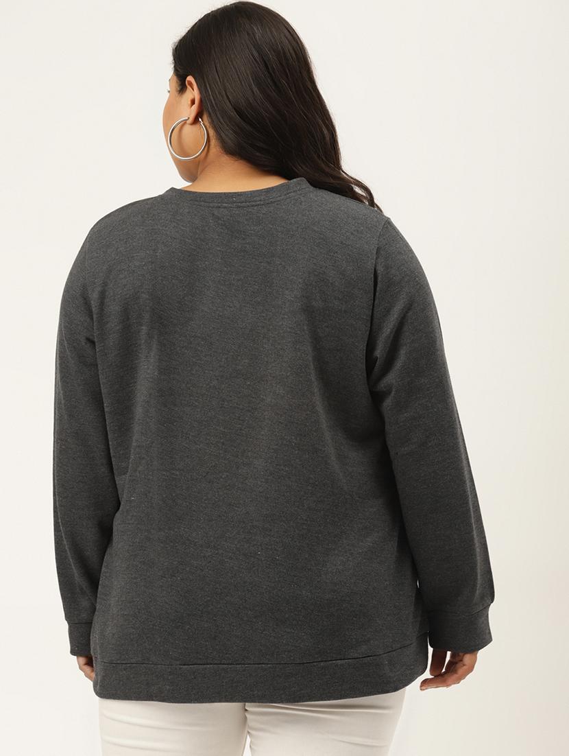 round neck solid plus sweatshirt - 19169464 - Standard Image - 2