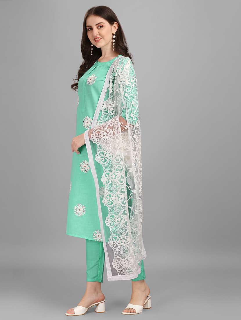 printed kurta pant dupatta set - 19169545 -  Standard Image - 2