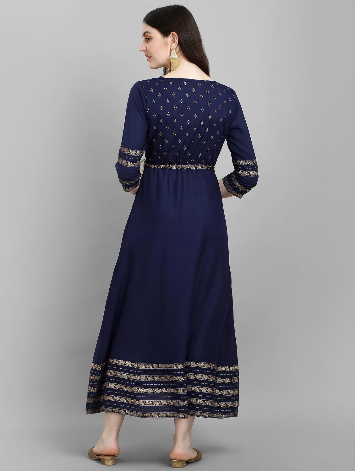 blue printed a-line kurta - 19169607 - Standard Image - 2