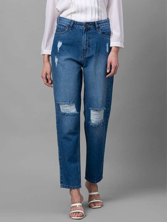 women's distress mom fit jeans - 19169673 - Zoom Image - 0