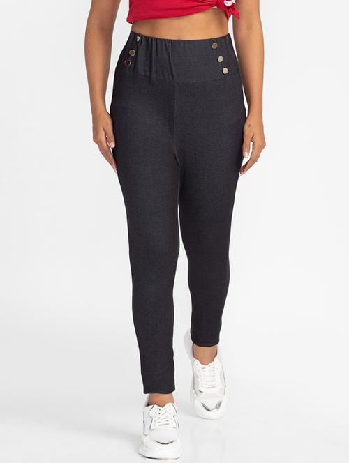 black solid jeggings - 19169681 - Standard Image - 0