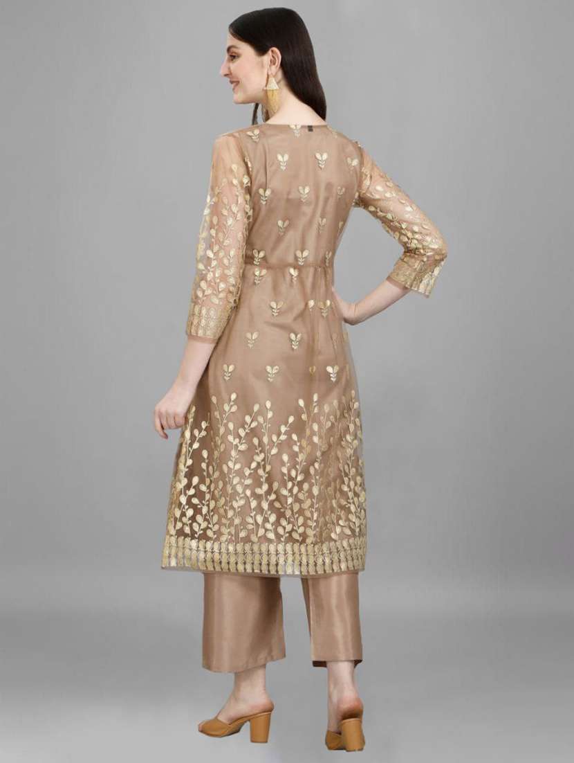 gold printed kurta pant set with ethnic jacket - 19170361 -  Standard Image - 2