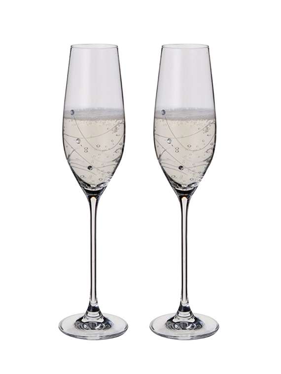 dartington crystal glitz flute glass, set of 2