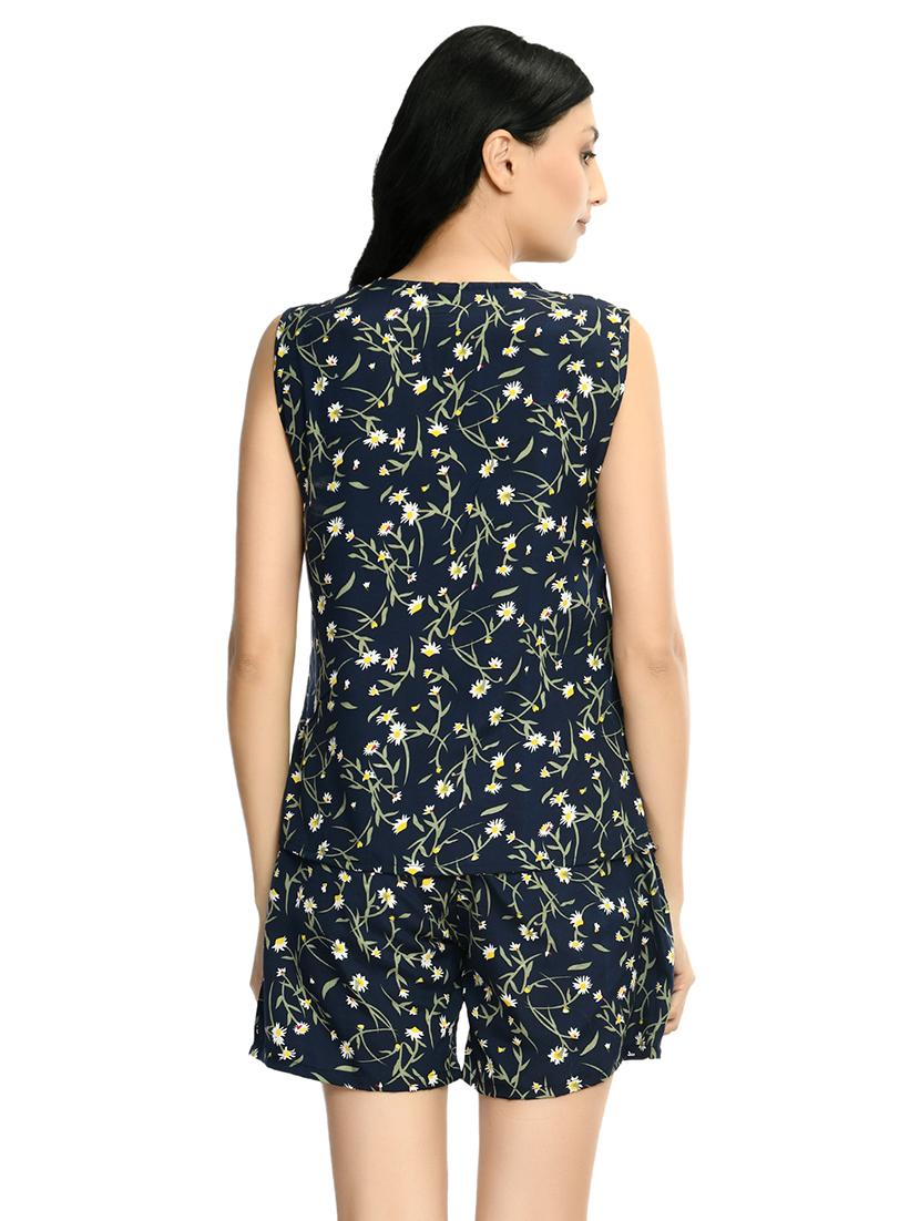 navy blue printed nightwear set - 19170936 - Standard Image - 2