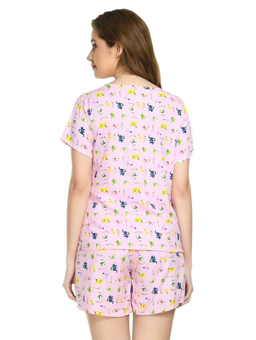 pink printed two piece nightwear set - 19170938 -  Standard Image - 2