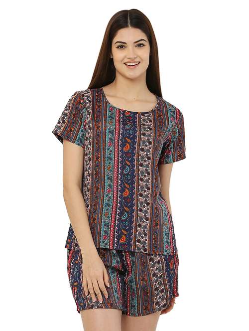 multi coloured two piece nightwear set - 19170945 -  Standard Image - 0