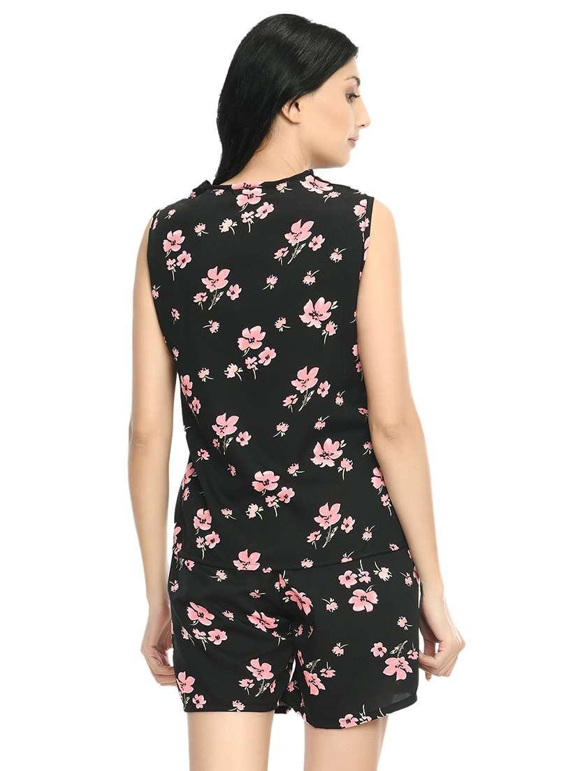 black two piece printed nightwear set - 19171000 -  Standard Image - 2