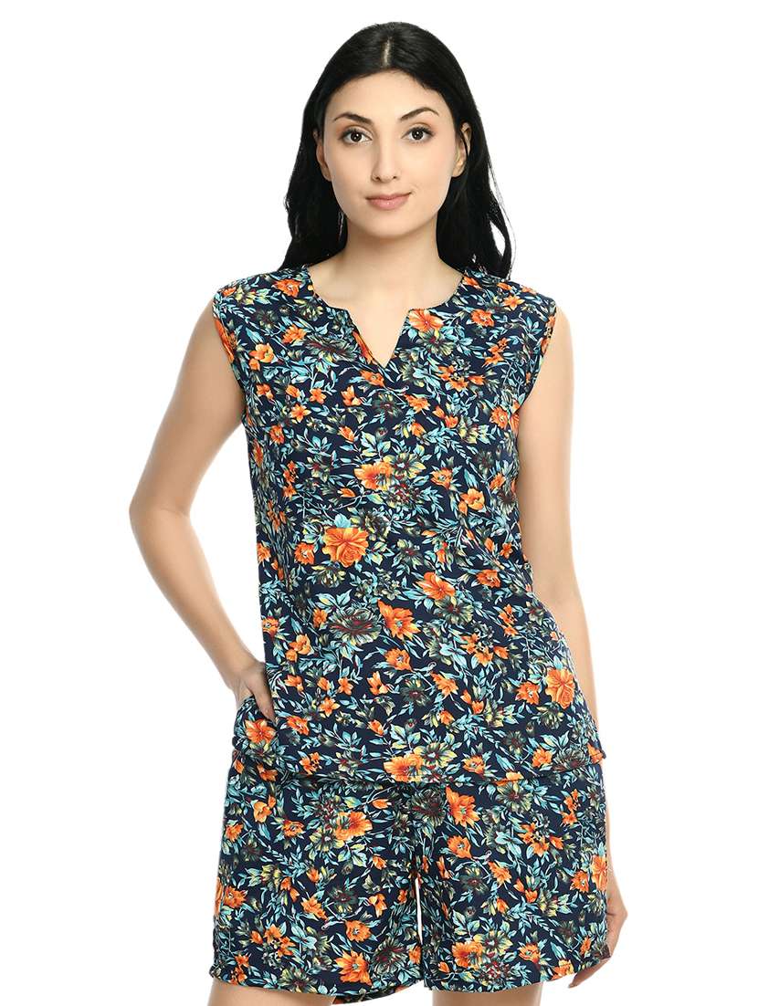 printed top and short nightwear set