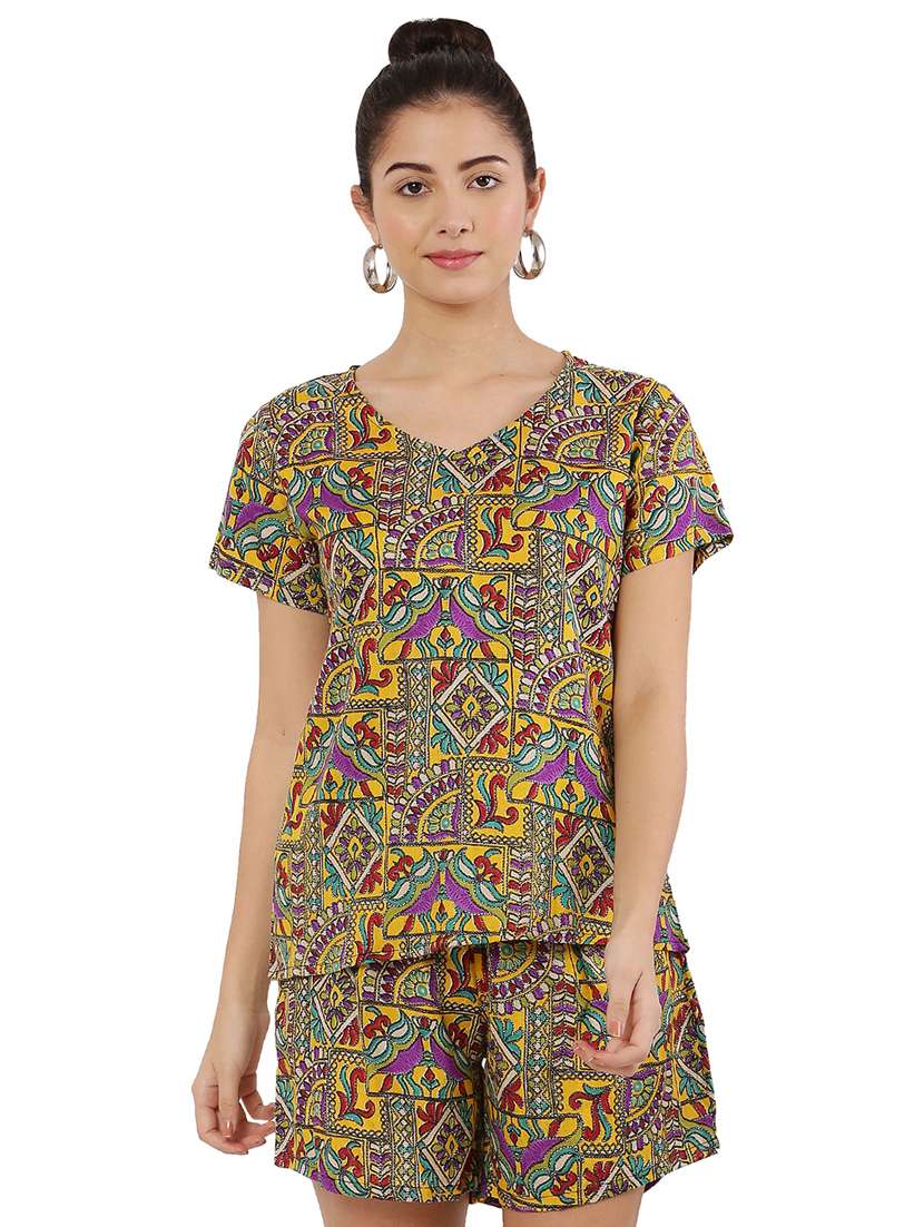printed top and short nightwear set - 19171094 -  Standard Image - 2