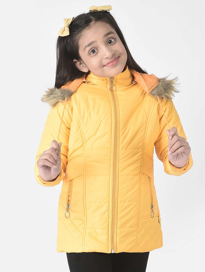 girls yellow hooded bomber jackets