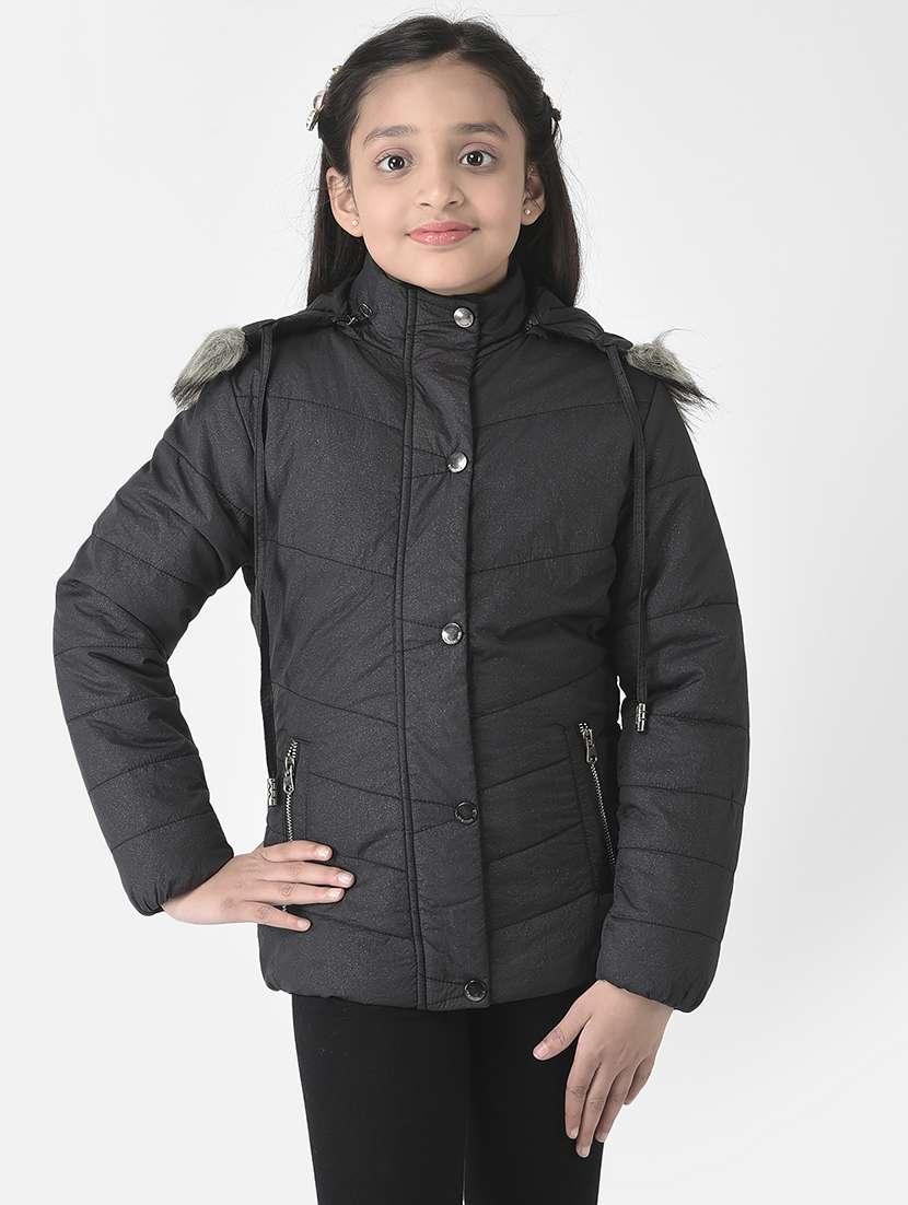 girls black hooded bomber jackets