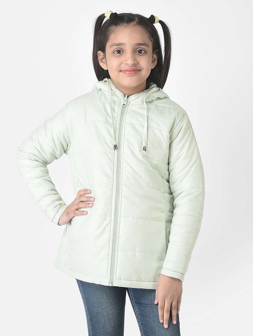 girls green hooded bomber jackets