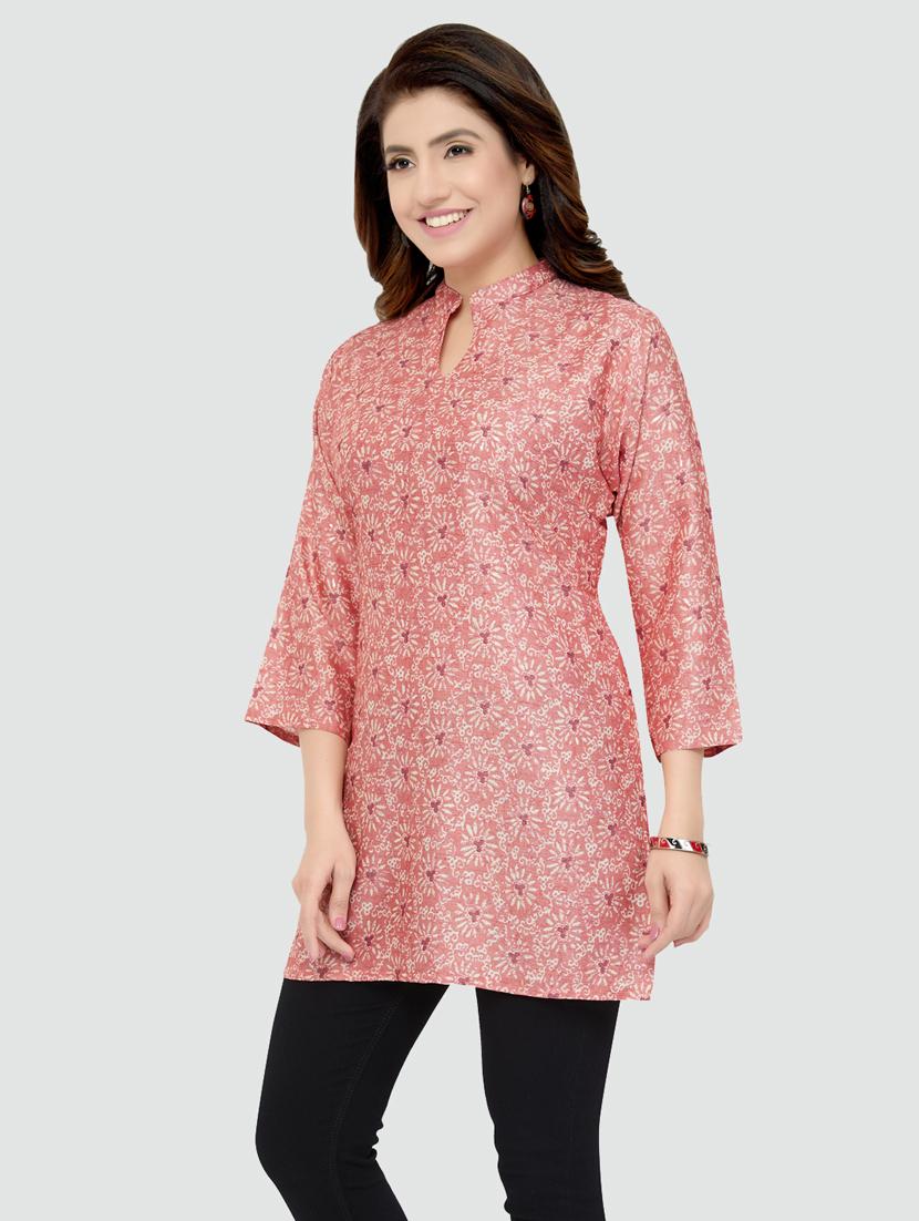 pink rayon straight kurti - 19172717 - Standard Image - 2