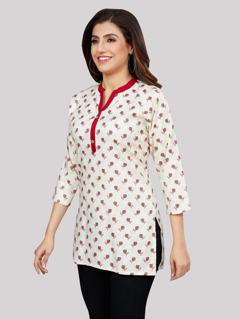 red rayon straight kurti - 19172768 - Standard Image - 2