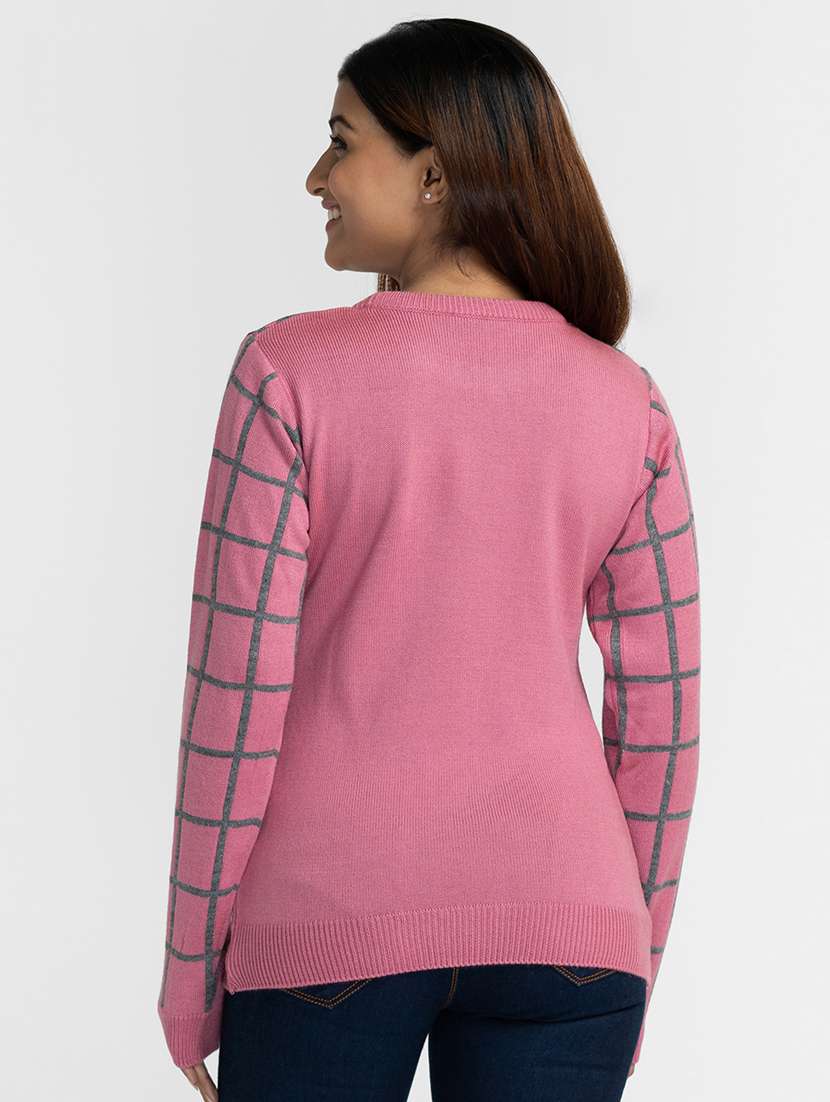 round neck checkered pullover - 19172928 -  Standard Image - 2