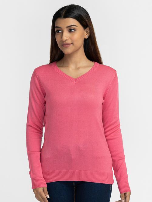 v-neck solid regular pullover - 19172932 - Standard Image - 0