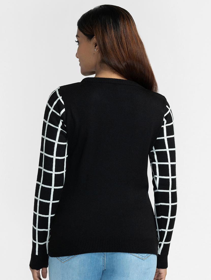 round neck checkered pullover - 19172939 - Standard Image - 2