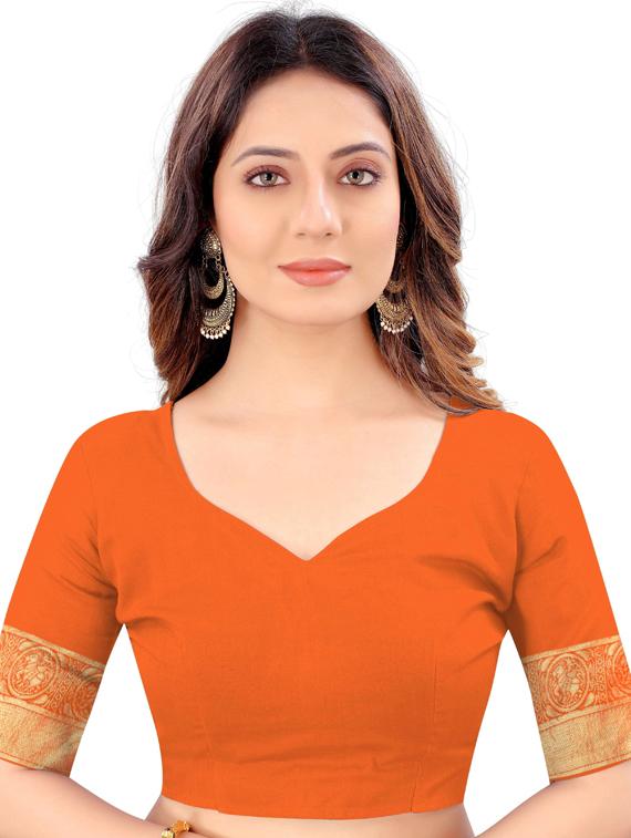 orange art silk kanjivaram saree with blouse - 19173102 - Standard Image - 2