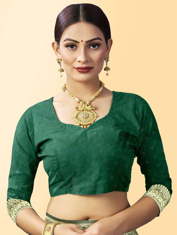 green art silk kanjivaram saree with blouse - 19173106 -  Standard Image - 2