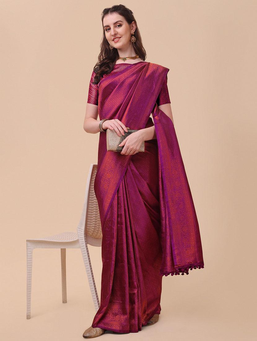 self design woven saree with blouse - 19175737 - Standard Image - 2