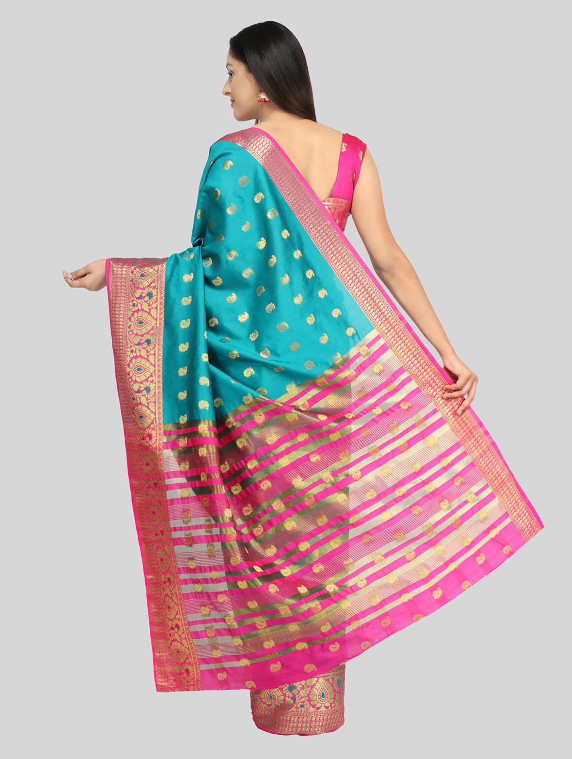 self design woven saree with blouse - 19175746 - Standard Image - 2