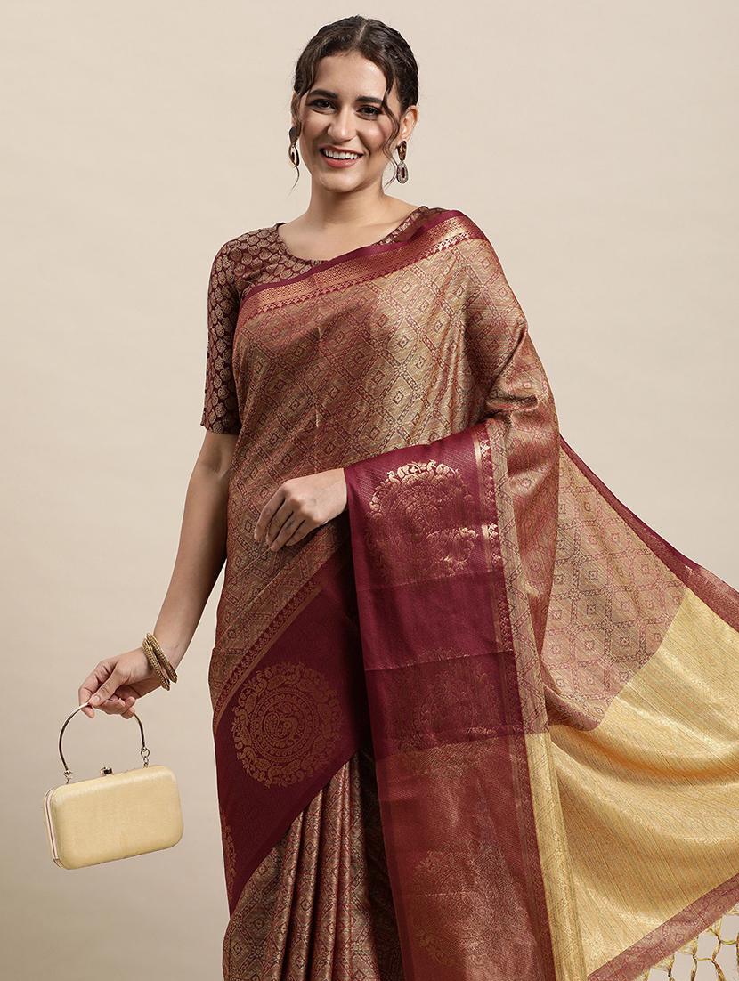 self design woven saree with blouse - 19175792 - Standard Image - 2