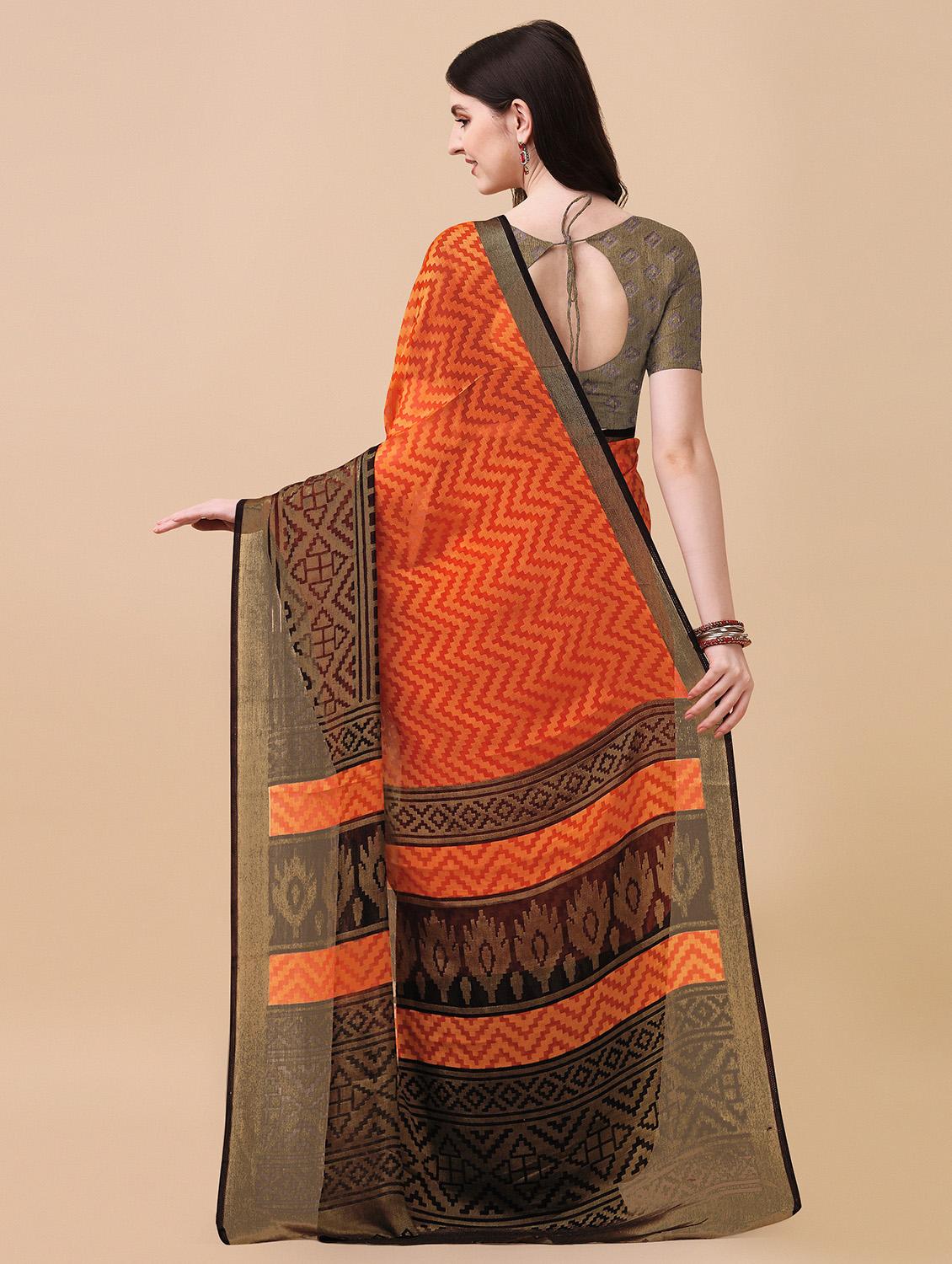 self design woven saree with blouse - 19176356 - Standard Image - 2