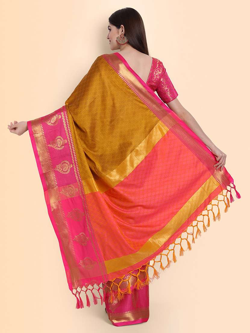self design woven saree with blouse - 19176435 - Standard Image - 2