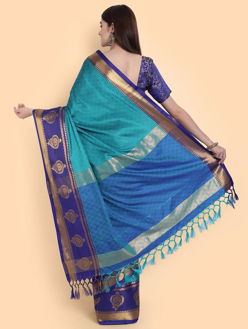 self design woven saree with blouse - 19176436 - Standard Image - 2